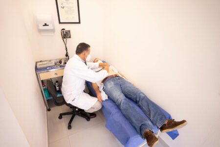 Modern medical clinic interior with professional lighting and clean surfaces