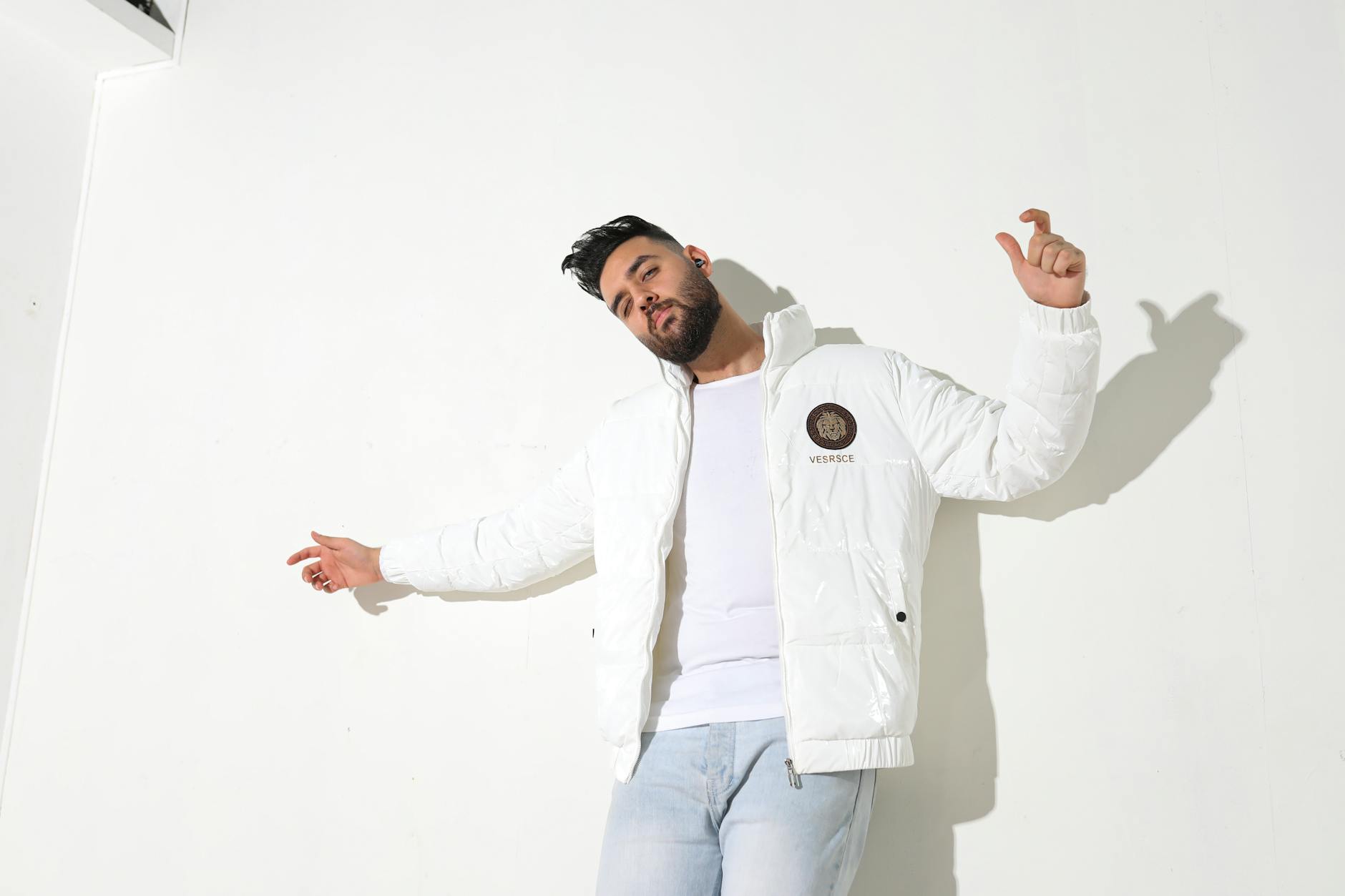 High-end winter outerwear featuring technical materials and modern design elements