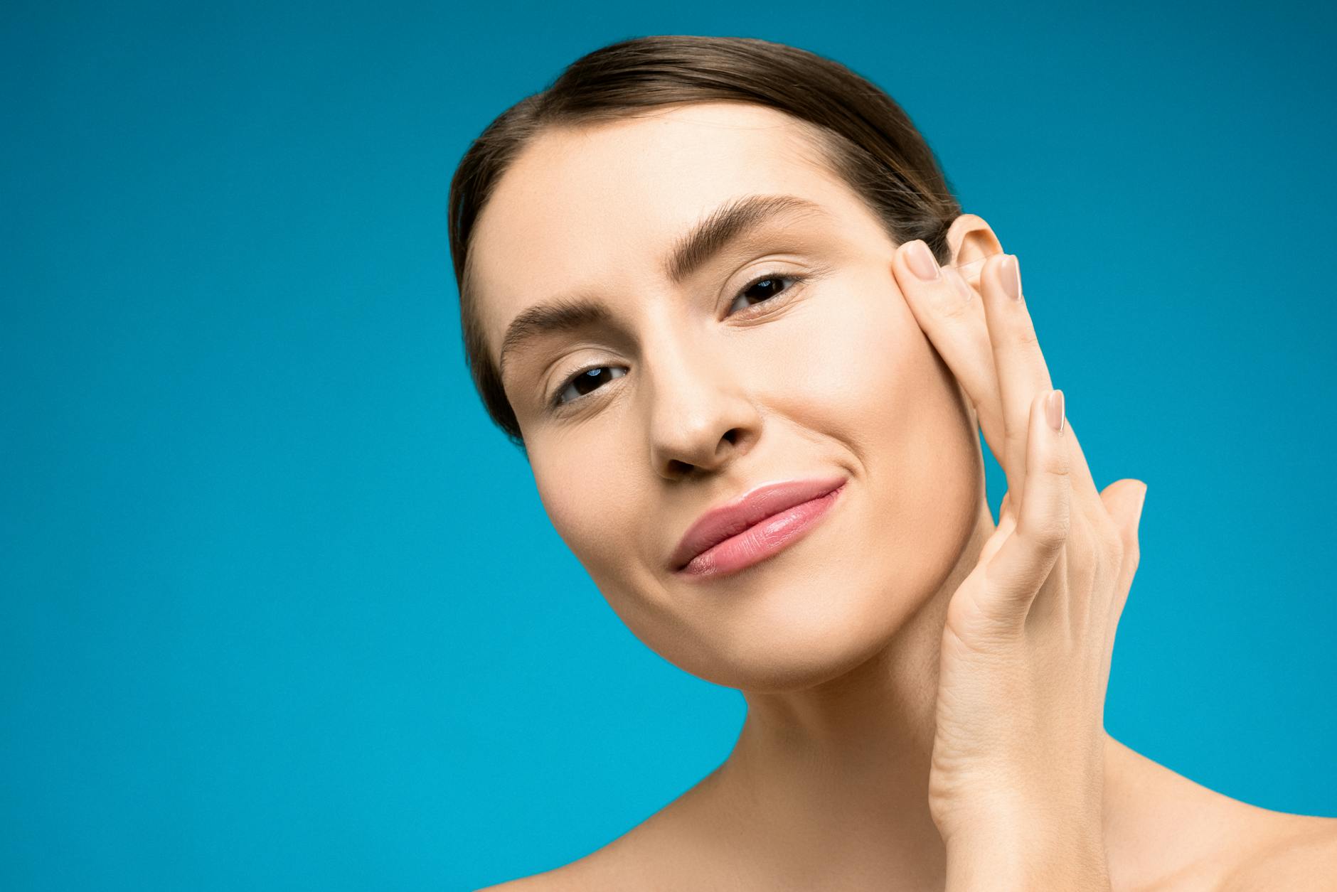 Close-up of radiant healthy skin showing smooth texture and natural glow