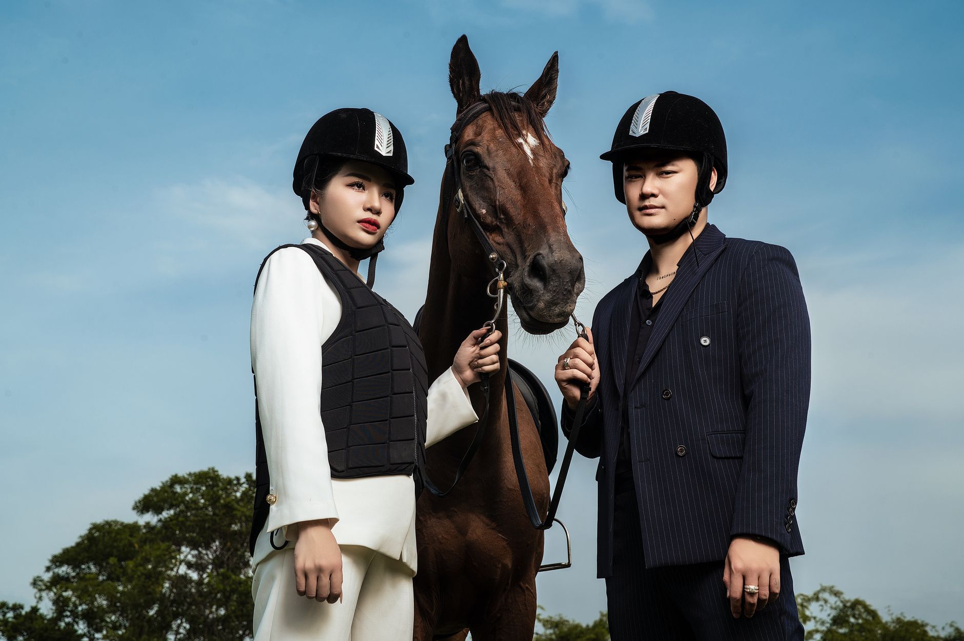 Close-up of equestrian-inspired outerwear with clean quilted detailing and structured fit